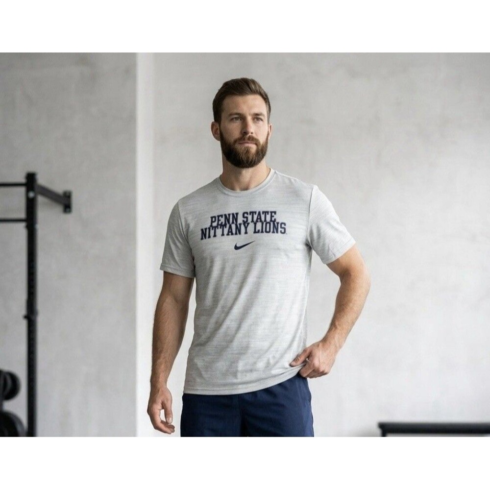 Nike Penn State Nittany Lions Shirt Mens Medium M Gray Dri-FIT Athletic Tee